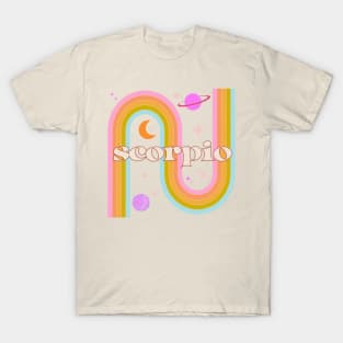 scorpio 70s Rainbow with Flowers T-Shirt